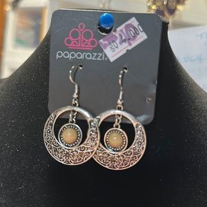 Paparazzi #167 brown and silver earrings